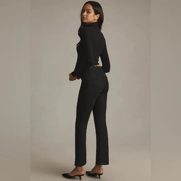 NWT! Anthropologie MOTHER The Hustler High-Rise Ankle Jeans in Black- 23 PETITE🏈 - Picture 3 of 6